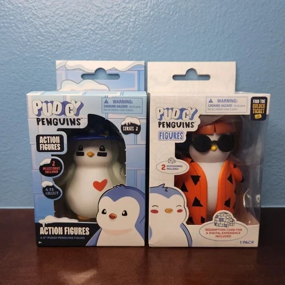 Pudgy Penguins Action Figures Set Of 2 - Blue and Orange Outfit